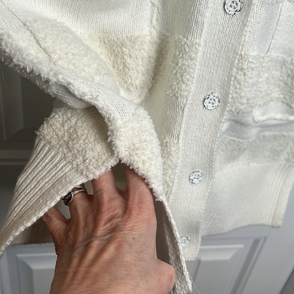 Daily Practice by Anthropologie Cream Striped Cardigan Sweater. Size Medium. - Picture 9 of 15